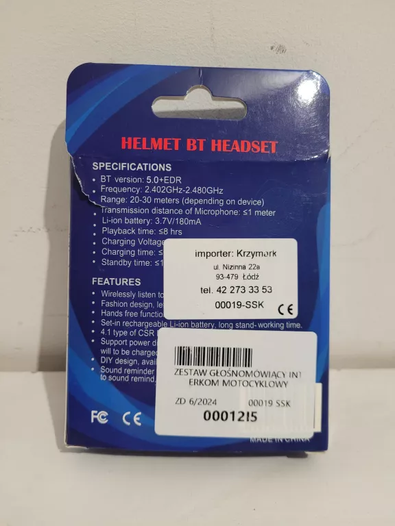 ZESTAW GŁOŚNOMÓWIĄCY DO KASKU BLUETOOTH 5.0 MH04 ZESTAW JAK NOWY