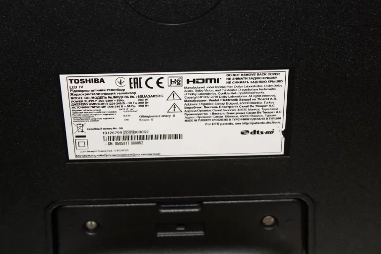 TELEWIZOR TOSHIBA 65UA3A63DG PILOT