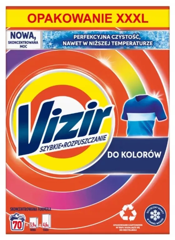 VIZIR COLOR PROSZEK DO PRANIA KOLORÓW, 70 PRAŃ / 3,85 KG