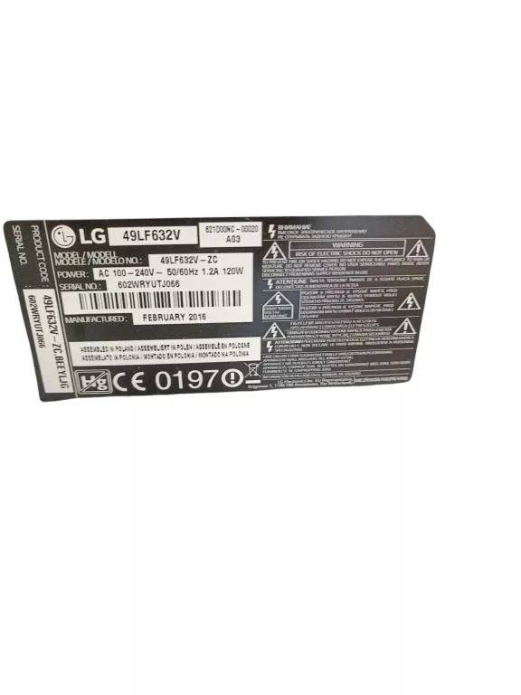 TELEWIZOR LG 49LF632V PUDEŁKO PILOT KABEL