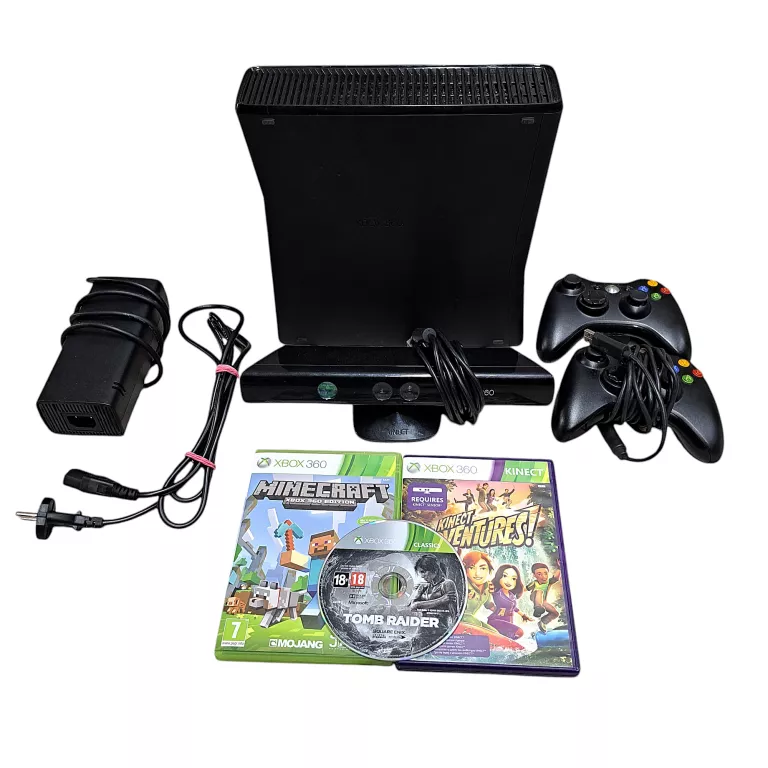 ZESTAW KONSOLA XBOX 360 KINEKT 2 KONTROLERY PADY 3 GRY