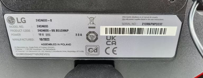 MONITOR LG ULTRAGEAR 24GN600-B 23.8" 1920X1080PX IPS 144HZ