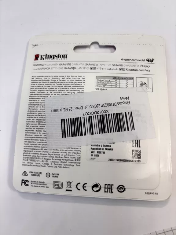 PENDRIVE KINGSTON TECHNOLOGY 128GB DATATRAVELER 100 100 G3 USB3.2/3.1/2.0
