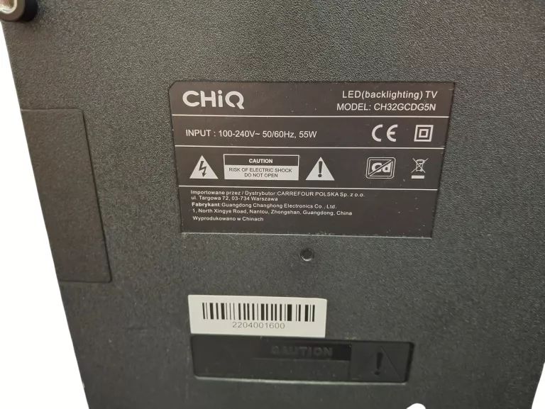 TELEWIZOR LED CHIQ CH32GCDG5N 32" HD READY CZARNY