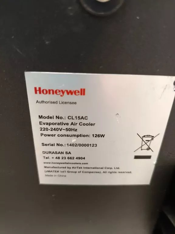 KLIMATYZER HONEYWELL CL15AC 126W BRAK PILOTA