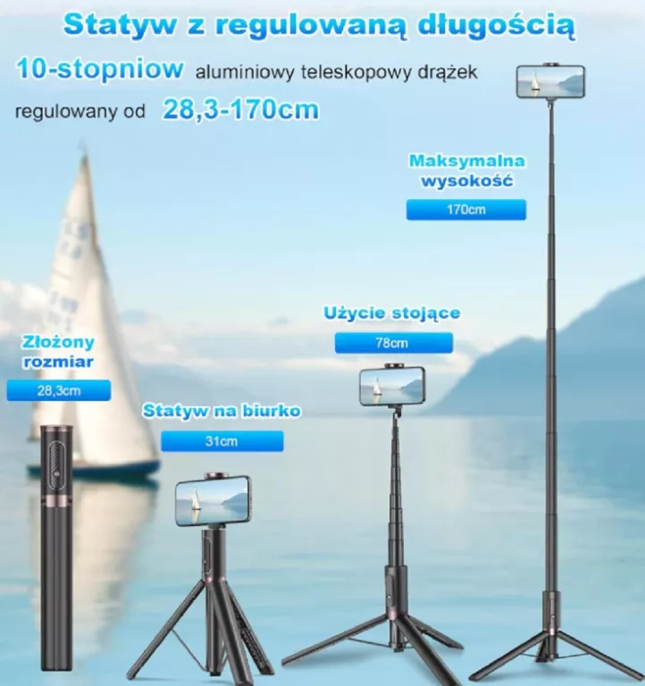 TONEOF 170CM KIJEK DO SELFIE STATYW