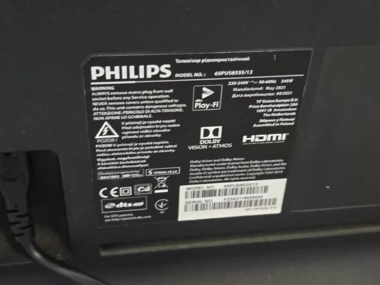 TELEWIZOR PHILIPS 65 CALI AMBILIGHT ANDROID TV 4K LED WROCŁAW