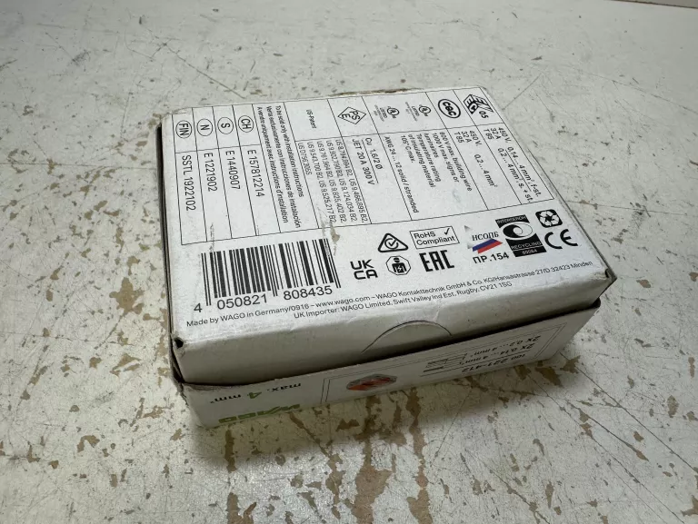 WAGO SZYBKOZŁĄCZKA ZŁĄCZKA UNIWERSALNA DRUT/LINKA 2X0,2-4MM2 221-412 100SZ