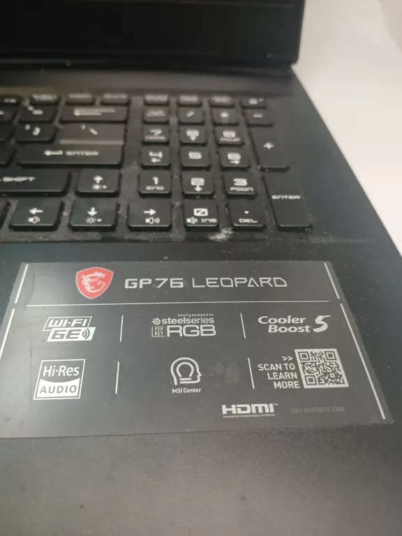 LAPTOP MSI GP 76 LEOPARD NIVIDIA RTX 3080 16GB RAM