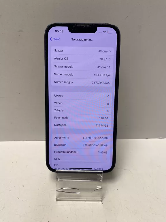 TELEFON IPHONE 14 128GB BAT 87%
