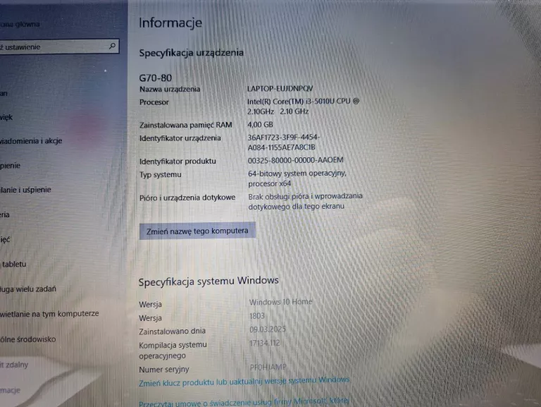 LAPTOP LENOVO G70-80 I3 5GEN 4GB RAM