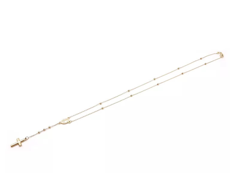 ZŁOTY ŁAŃCUSZEK RÓŻANIEC KRZYŻYK MEDALIK 585 W.3,56 G DŁ.50 CM