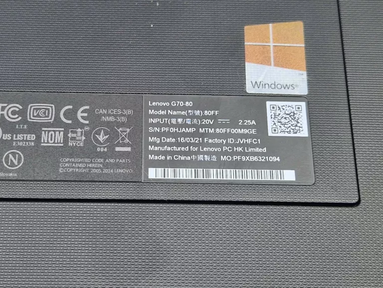 LAPTOP LENOVO G70-80 I3 5GEN 4GB RAM