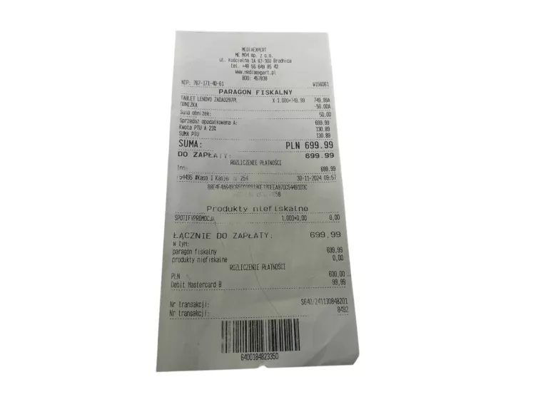 LENOVO TAB M11 10.95" 8/128 GB WI-FI SZARY + RYSIK