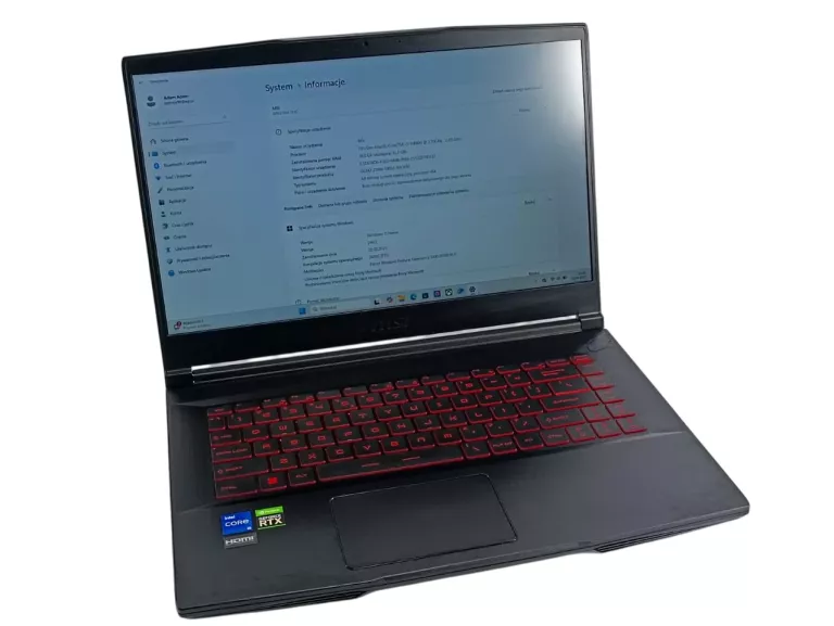 LAPTOP MSI GF63 THIN 11UC-468PL 15.6 144HZ I5-11400H 16 GB RAM 512GB SSD