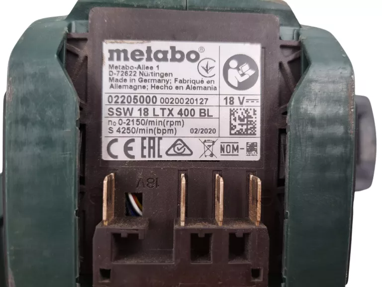 ZAKRĘTARKA UDAROWA METABO SSW 18 LTX 400 BL 18V + AKU 5.2AH + AKU 4.0AH