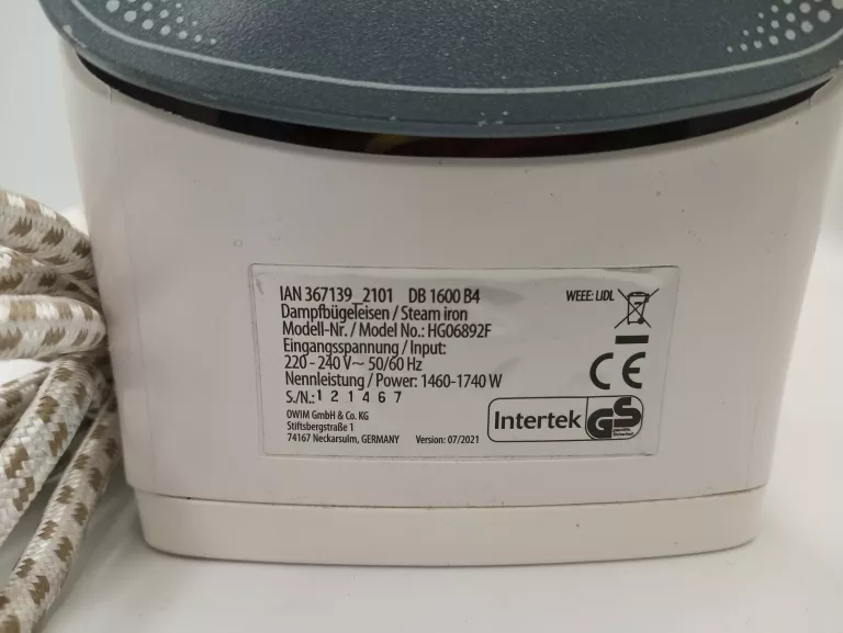 ŻELAZKO INTERTEK DB 1600 B4