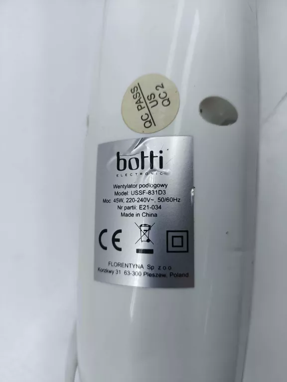 WENTYLATOR BALTIC 40CM BOTTI USSF-831D3