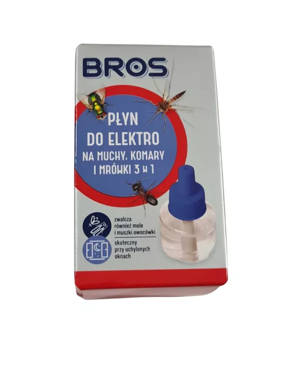 BROS PŁYN DO ELEKTROFUMIGATORA NA MUCHY KOMARY I MRÓWKI 3W1 30 ML