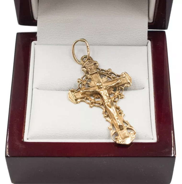 KRZYŻEK ZŁOTO RÓŻOWE P.585 42X22 MM W. 4,80 G