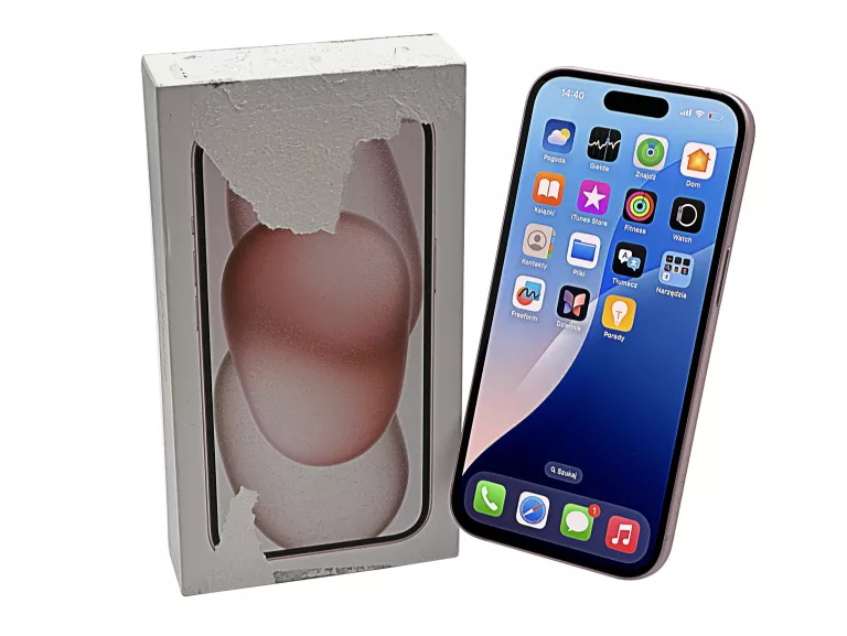 TELEFON APPLE IPHONE 15 128GB 6.1" PINK BAT. 100% - NA CZĘŚCI! JAK NOWY!