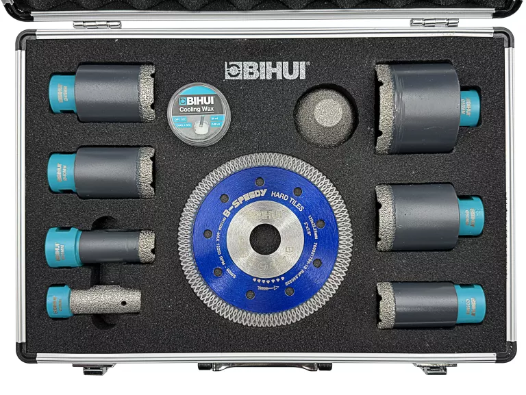 ZESTAW OTWORNIC DIAMENTOWYCH DO PŁYTEK GRESU BIHUI DBDMS10 25-68MM