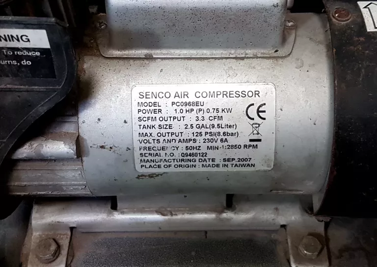 KOMPRESOR SPRĘŻARKA SENCO BEZOLEJOWY 9,5L 1,5KM MIDI PC0968