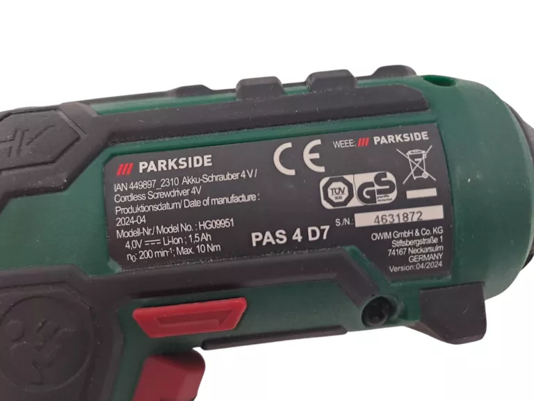 WKRĘTARKA PARKSIDE PAS 4 D7 4V