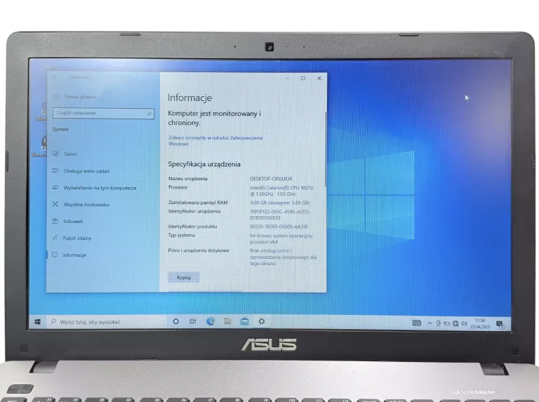 LAPTOP ASUS X550C INTEL CELERON 1007U 4/500 GB