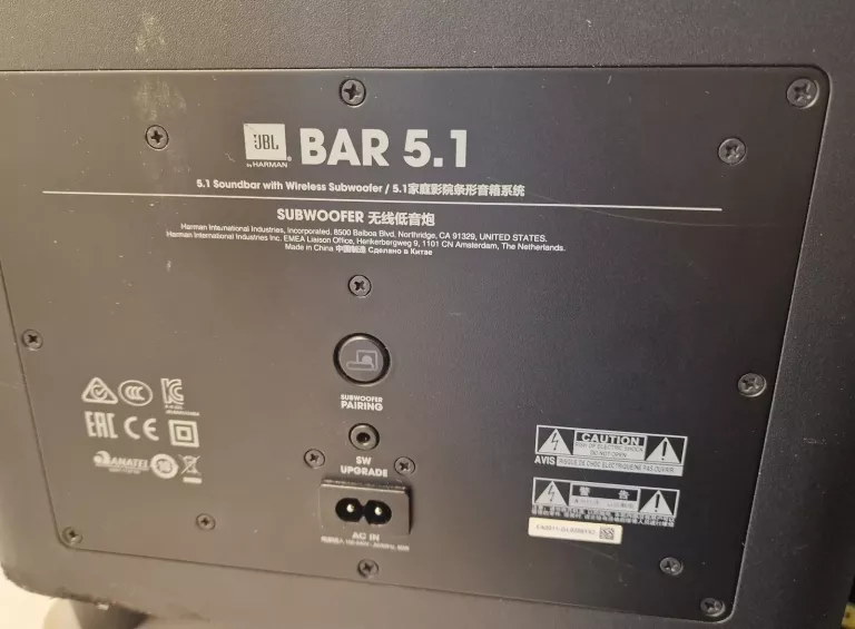 SOUNDBAR JBL 5.1 + SUBWOOFER + 2 GŁOŚNIKI + PILOT + KARTON