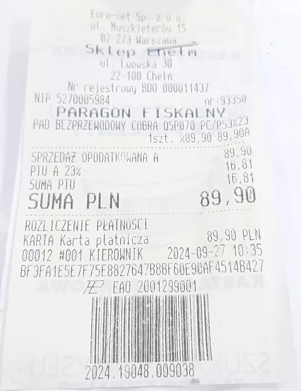 PAD BEZPRZEWODOWY COBRA Q-SMART QSP070P PC/PS3