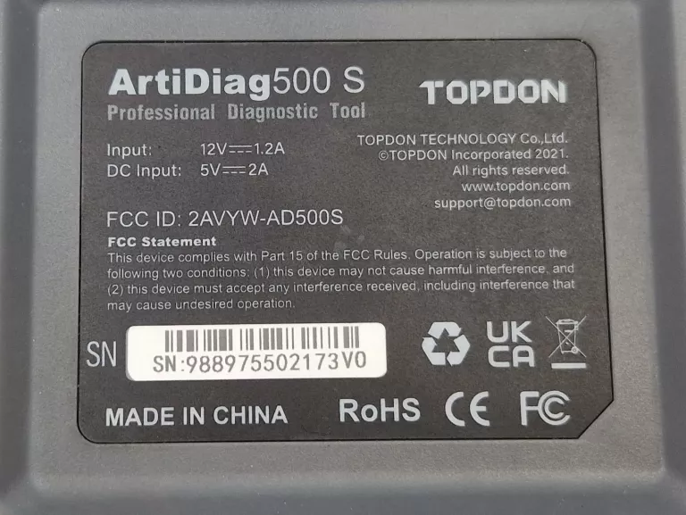 URZĄDZENIE DIAGNOSTYCZNE TOPDON ARTIDIAG500 S