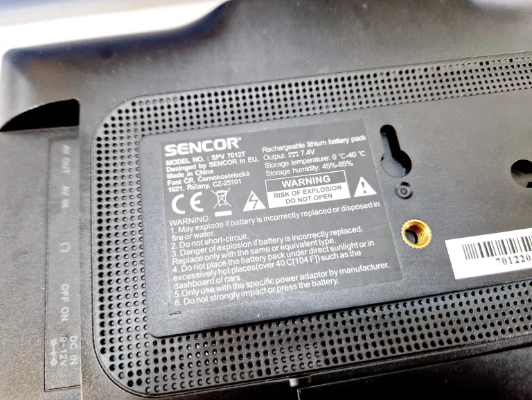 TELEWIZOR PRZENOŚNY LED SENCOR PORTABLE 10.1" LCD SPV 7012T | DVB-T2 | HD