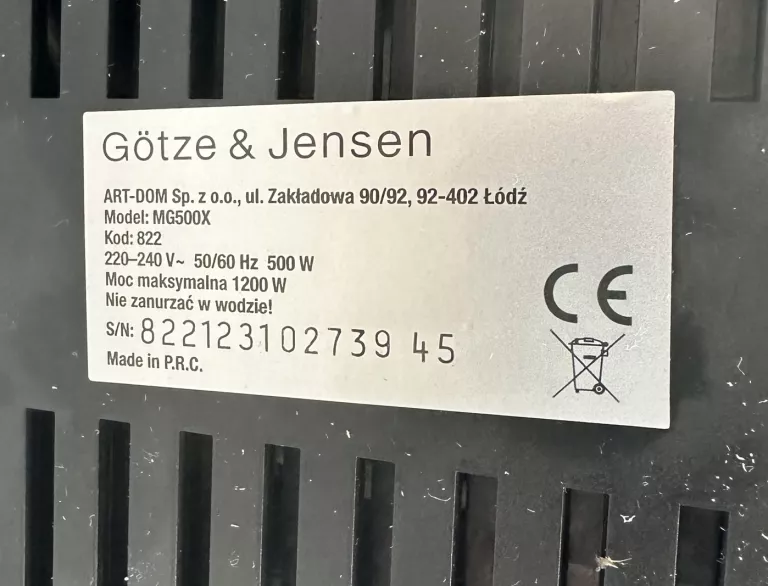 MASZYNKA DO MIELENIA MIĘSA GOTZE JENSEN MG500X!
