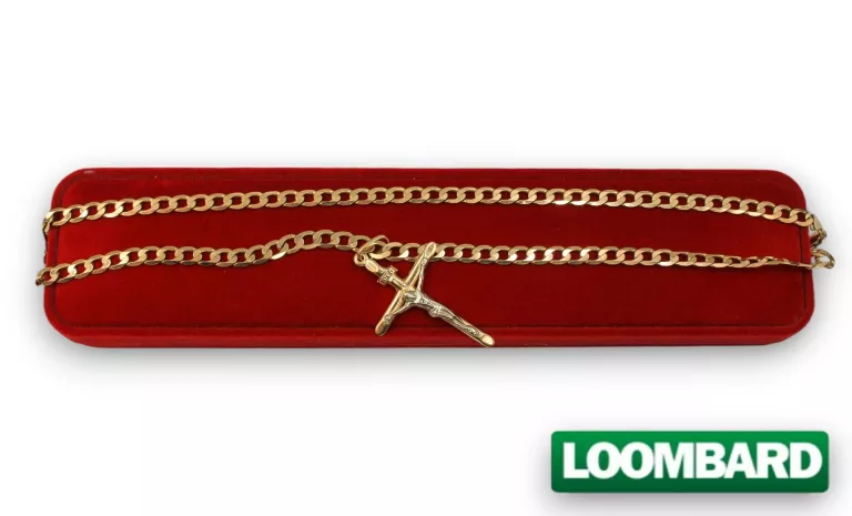 ZŁOTY ŁAŃCUSZEK PANCERKA Z KRZYŻYKIEM PR.375 16,0 G 52 CM