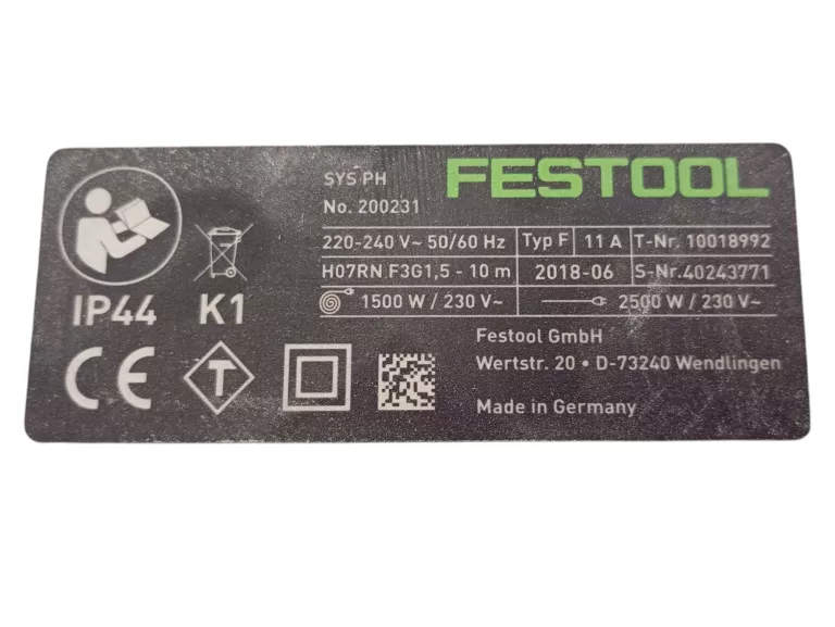 PRZEDŁUŻACZ FESTOOL SYS-POWERHUB 10MB 5X230 201682