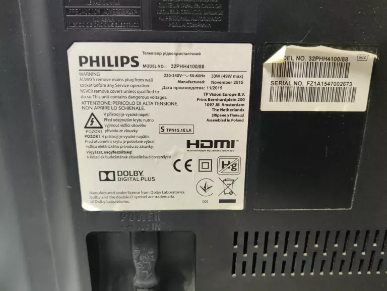 TELEWIZOR PHILIPS 32PHH4100/88 + PILOT