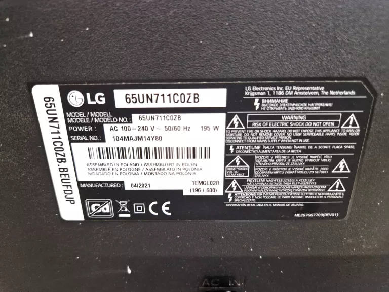 TELEWIZOR LED LG 65UN711C 65 CALI 4K UHD