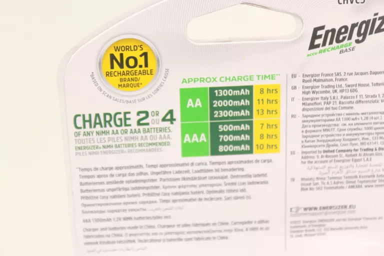 ŁADOWARKA DO BATERII I BATERIE ENERGIZER ACCU RECHARGE BASE