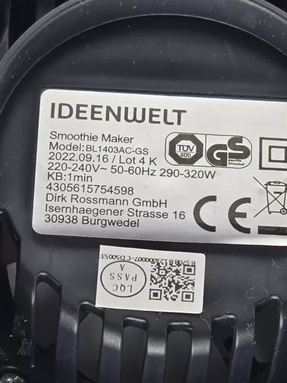 BLENDER IDEENWELT BL 1403AC SMOTHIE BIAŁY 320W
