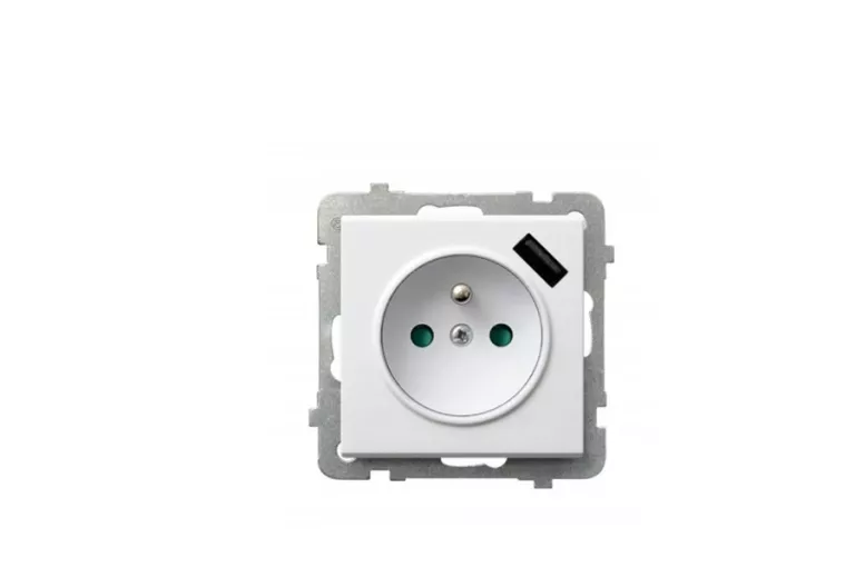 SONATA OSPEL GNIAZDO Z UZIEMIENIEM ŁADOWARKA USB BIAŁE GP-1RZPUSB/M/00
