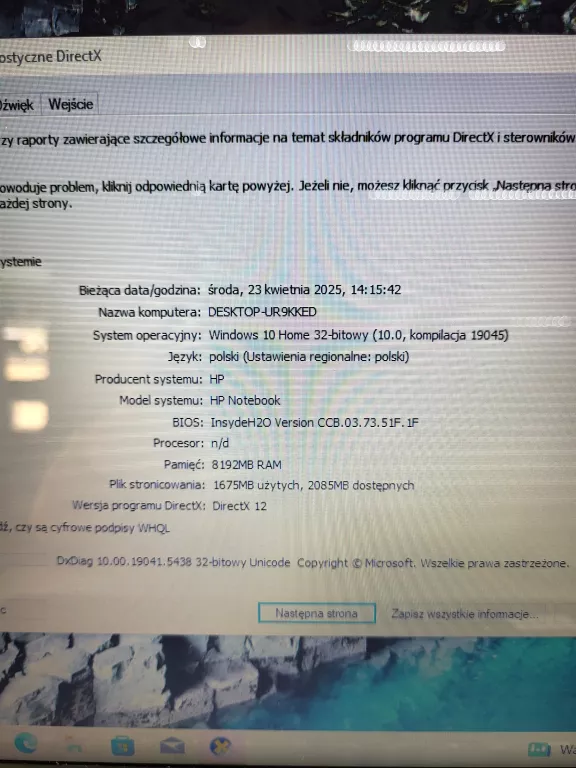 LAPTOP HP NOTEBOOK 15-AF116NG 15,6" 8/500GB AMD E1-6015 APU RADEON R2 OPIS