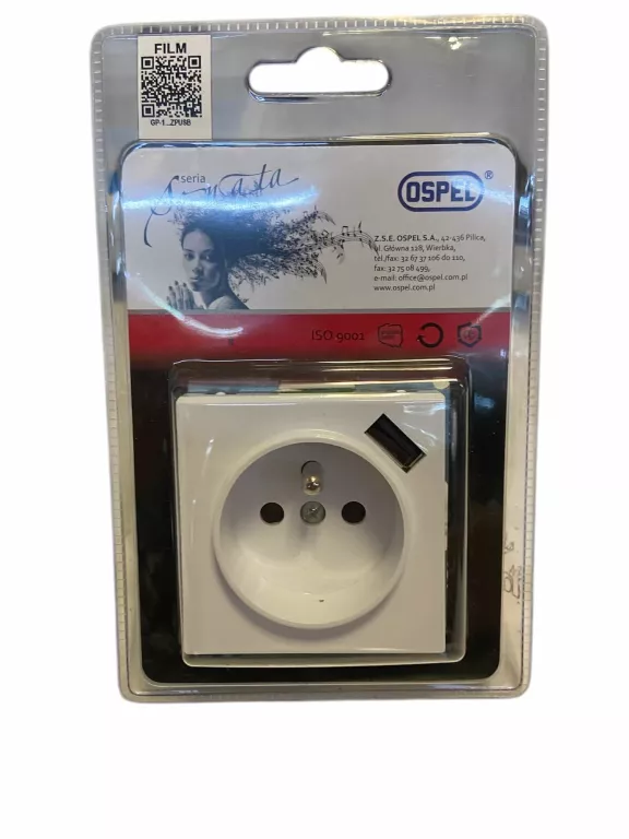 SONATA OSPEL GNIAZDO Z UZIEMIENIEM ŁADOWARKA USB BIAŁE GP-1RZPUSB/M/00