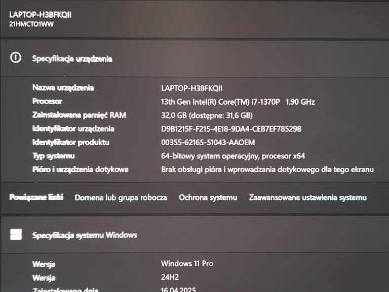 LENOVO THINKPAD X1 CARBON GEN 11 I7/RAM: 32GB/SSD: 512GB/WIN11 #POWYSTAWOW
