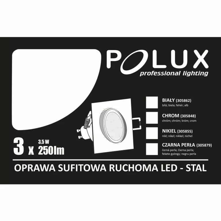 ZESTAW OPRAW SUFITOWYCH POLUX OLIN 3 SZT. LED BIAŁE KWADRATOWE