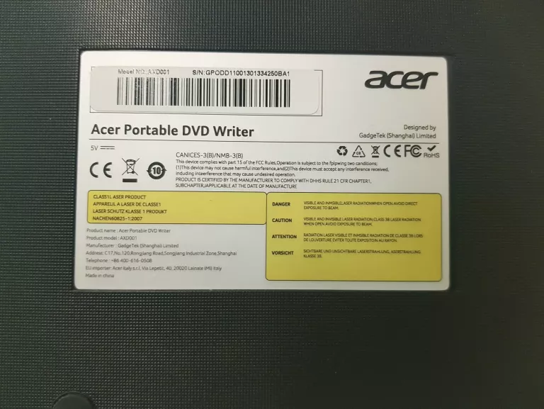 NAPĘD DVD ZEWNĘTRZNA ACER AXD001 POLECAM!