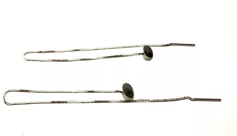 DŁUGIE SREBRNE KOLCZYKI PRZEWLEKANE Z KÓŁKAMI 1.48G 925 15,5CM
