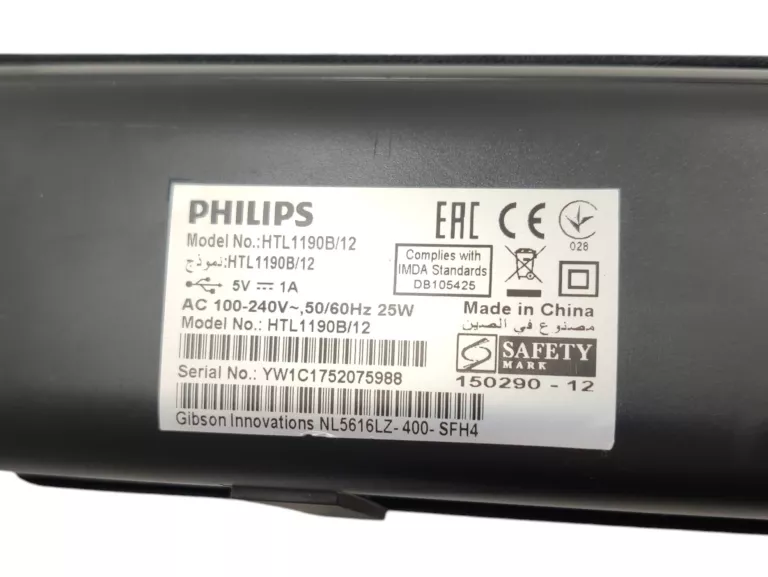SOUNDBAR PHILIPS HTL1190B/12 100-240V
