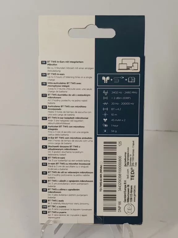 SŁUCHAWKI BEZPRZEWODOWE  BIAŁE ELTA