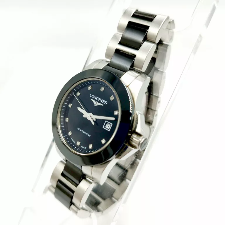 ZEGAREK KWARCOWY LONGINES CONQUEST LADY CERAMIC L3.257.4.57.7 DIAMENT 29MM